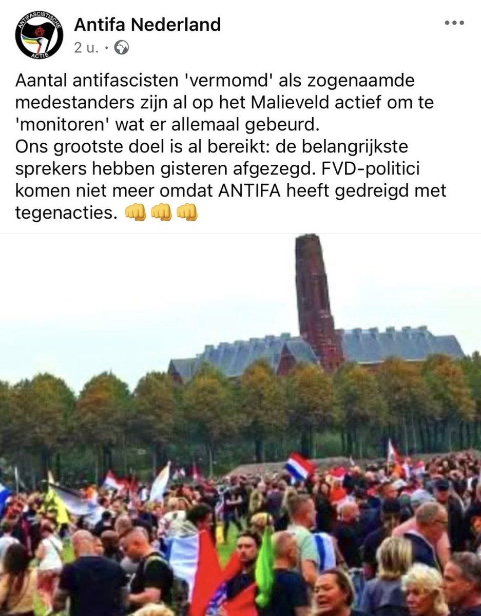 MargaBult2025's tweet photo. Dit dus…..#Antifa en voetbal hooligans waren wel degelijk bij de demonstratie aanwezig! Social media stond er vol mee en dat vergeet @F__Timmermans te vermelden? Goh😳 https://t.co/kbQCIjG9IA