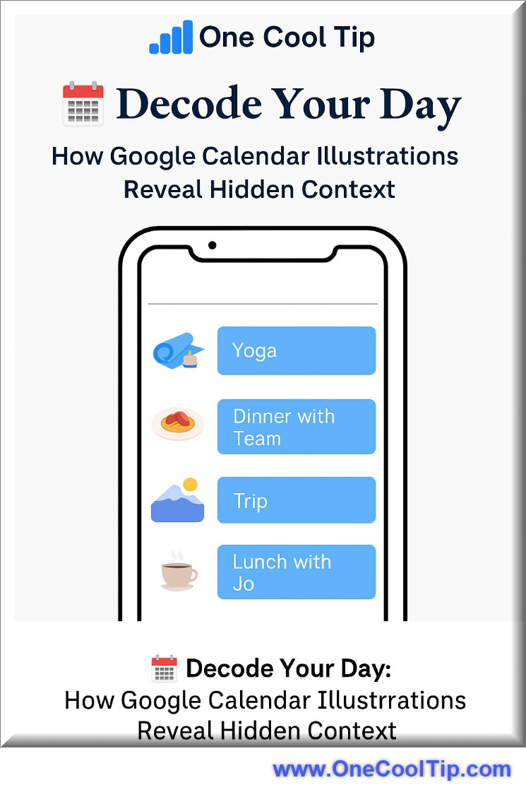OneCoolTip's tweet image. ⚡️ The Codewords That Make Google Calendar Events Pop

Tired of a boring Google Calendar? 🗓️ There’s a secret feature that adds illustrations to your events! We reveal the hidden codewords and show you how to make your schedule pop.

#GoogleTips #Productivity @GoogleWorkspace