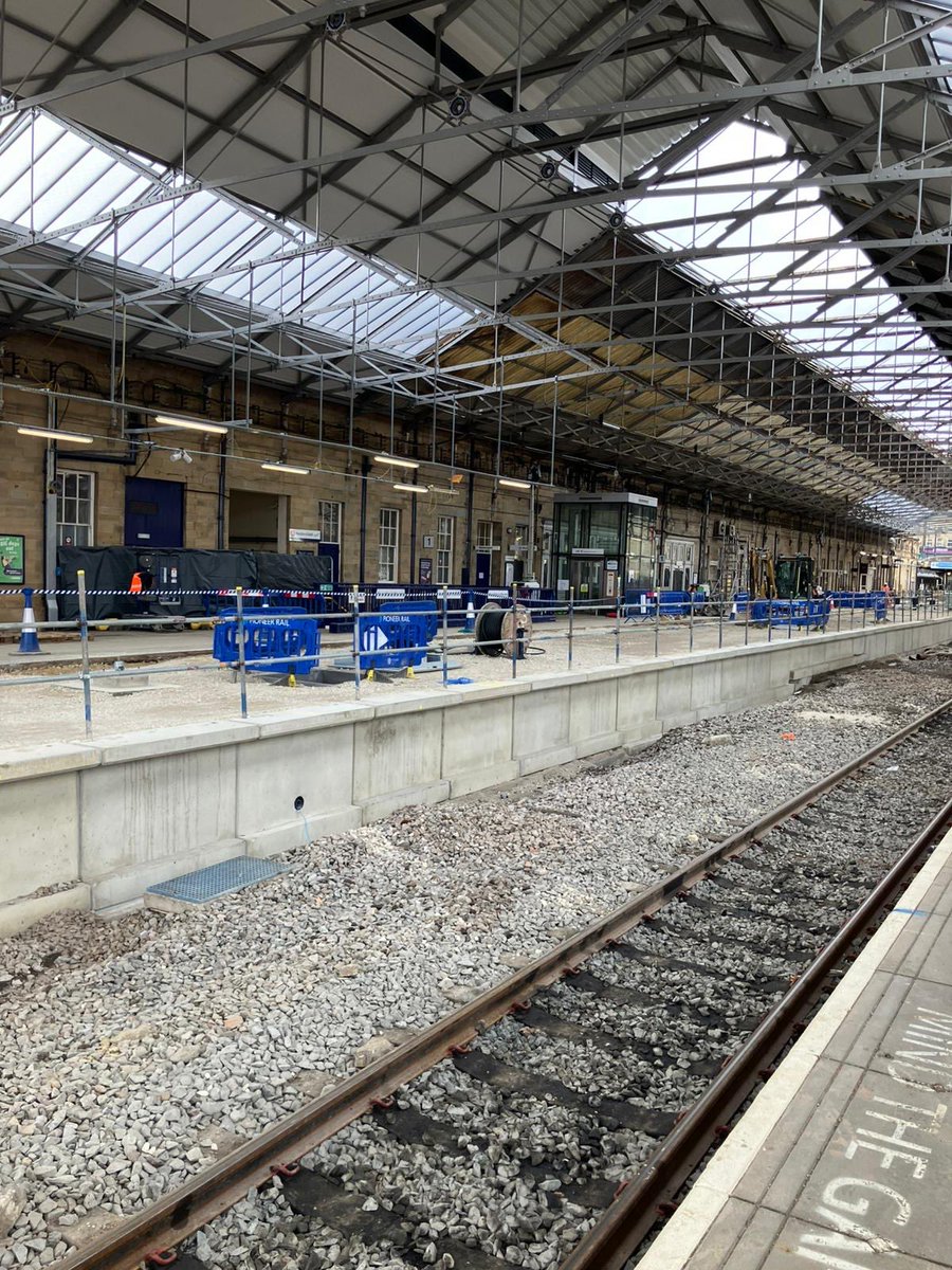 The weather has taken a turn for the worse, but that’s not stopping our teams at Huddersfield👷

The station now looks very different, with the roof canopy over platforms 5-8 completely removed, enabling us to start work on the new platforms and track layout🚉

At least it’s dry