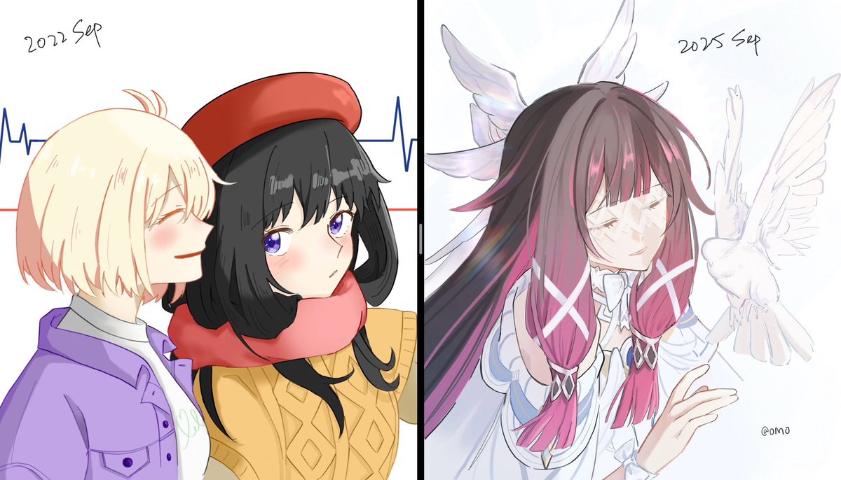 Omo_cccc's tweet image. 這樣放在一起對比的話好明顯喔哈哈
             2022                            2025