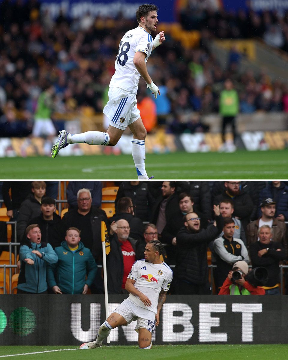 ⏱ 39' Stach scores
⏱ 45' Okafor scores

Two goals in quick succession for Leeds to get a 3-1 lead against Wolves 💥