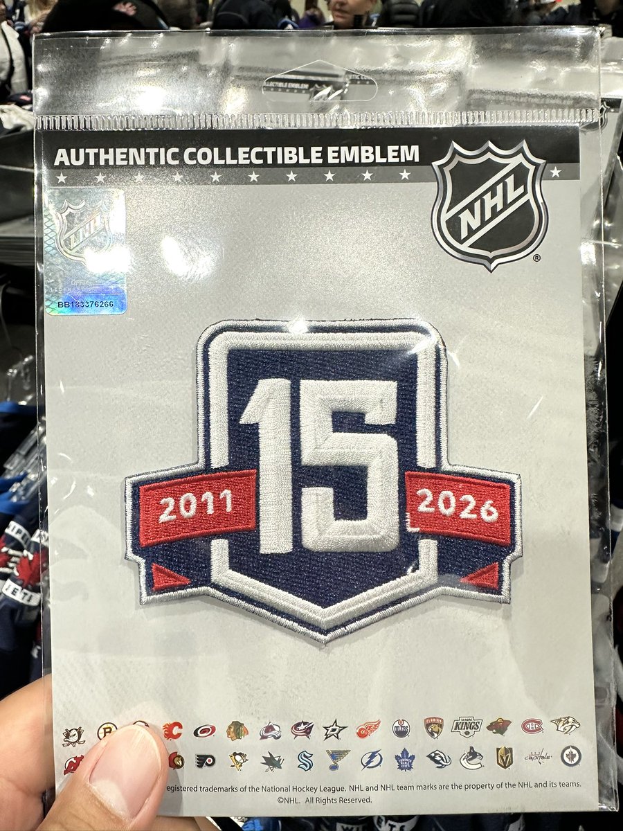 The Winnipeg Jets 15th Anniversary Patch in Heritage colours #NHLJets <a href="/sportslogosnet/">Chris Creamer | SportsLogos.net</a>