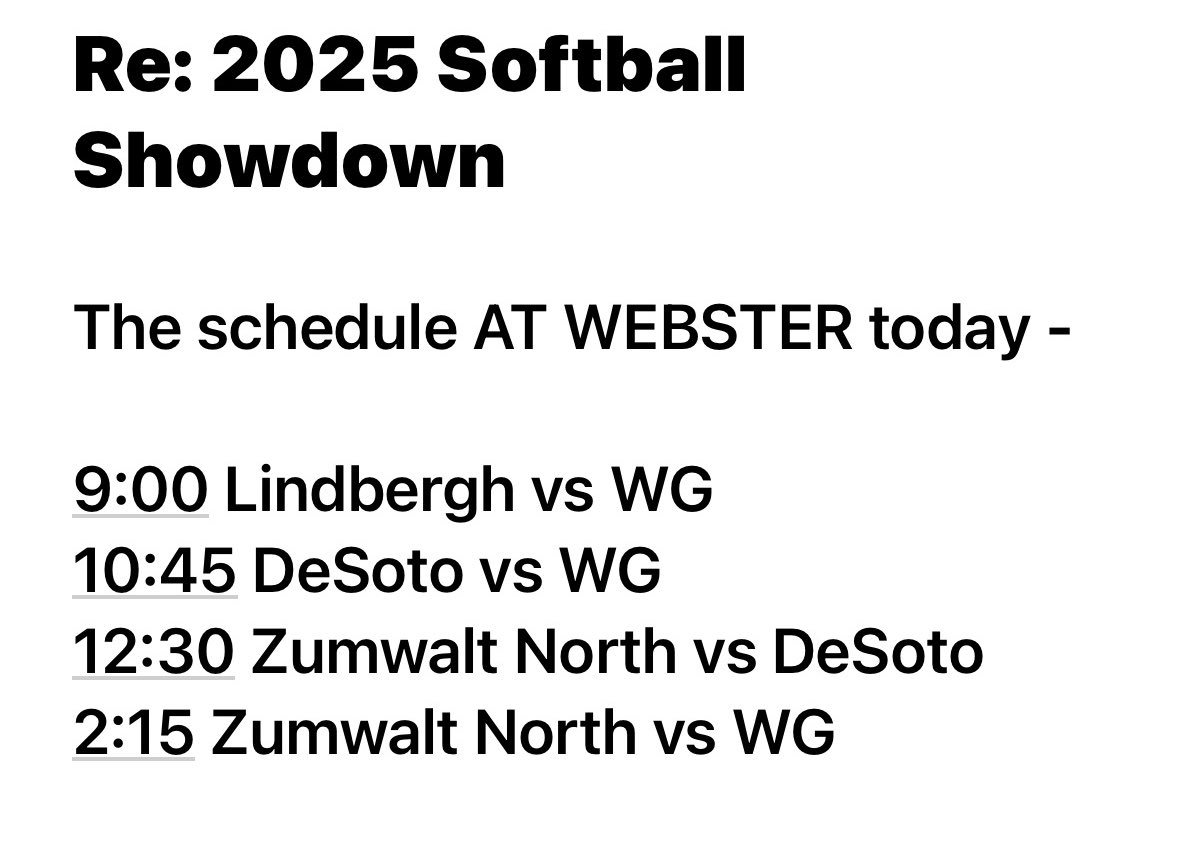 Update on today’s softball tournament @ Webster Groves ⁦<a href="/FZNSoftball/">FZN Softball</a>⁩