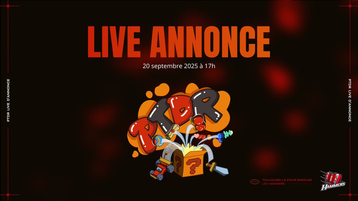 C'est parti pour la grande annonce !! 
On vous attends nombreux sur twitch.tv/leshammers_

N'hésitez pas a partager ce tweet 🟥🔨