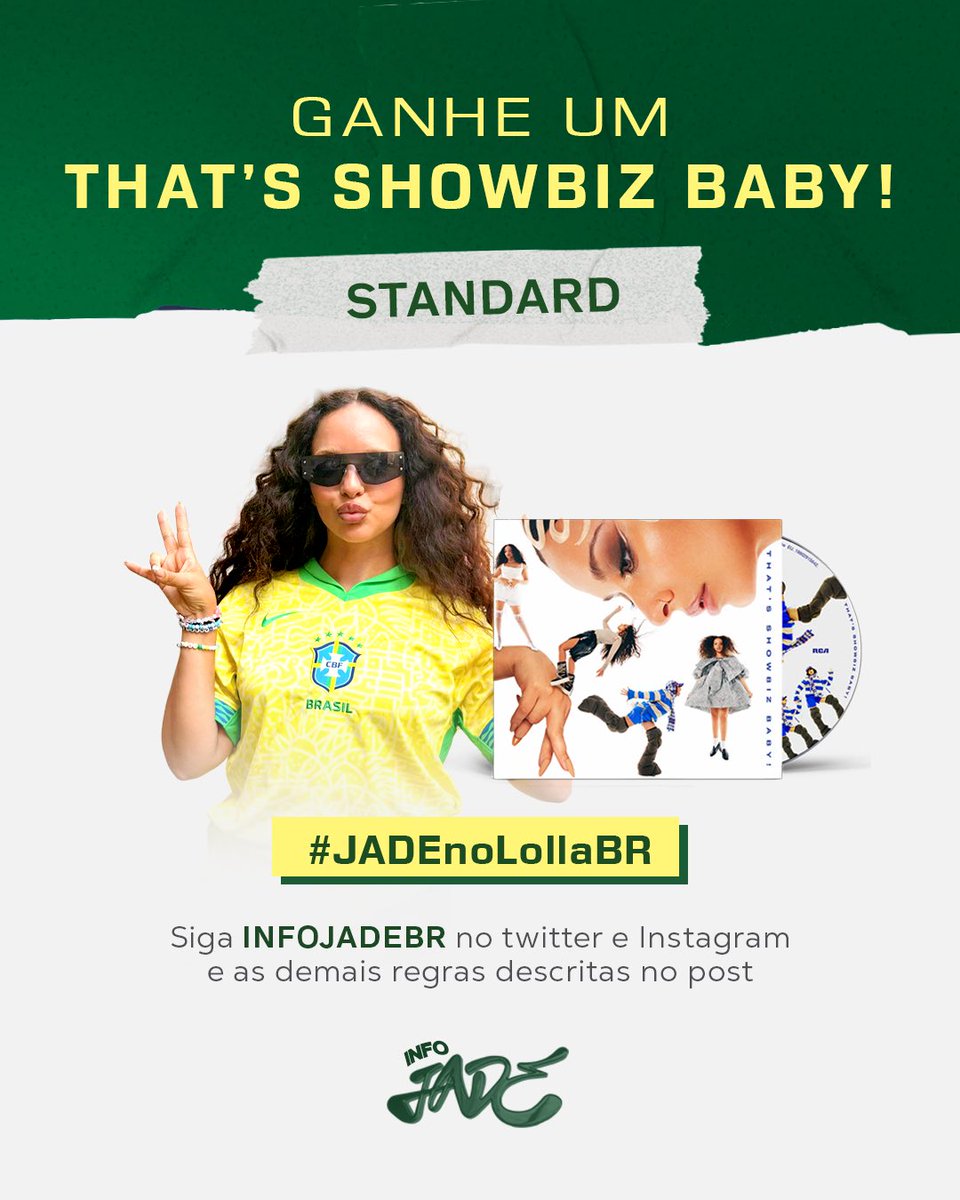 Info Jade Brasil (@infojadebr) on Twitter photo 🚨MAIS UM? SIM‼️
Concorra ao inédito “THAT’S SHOWBIZ BABY!” da JADE.
➔ Siga <a href="/infojadebr/">Info Jade Brasil</a> no Twitter e Instagram
➔ Dê RT nesse tweet
➔ Comente quantas vezes quiser: #JadeNoLollaBR <a href="/LollapaloozaBr/">Lollapalooza Brasil</a>
Quanto mais comentários mais chances de ganhar! 🚨MAIS UM? SIM‼️
Concorra ao inédito “THAT’S SHOWBIZ BABY!” da JADE.
➔ Siga <a href="/infojadebr/">Info Jade Brasil</a> no Twitter e Instagram
➔ Dê RT nesse tweet
➔ Comente quantas vezes quiser: #JadeNoLollaBR <a href="/LollapaloozaBr/">Lollapalooza Brasil</a>
Quanto mais comentários mais chances de ganhar!