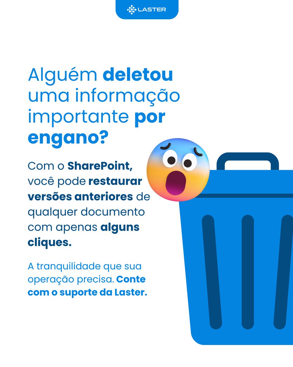lasterdigital's tweet image. ❌ Alguém deletou info importante?

Com o SharePoint, restaure versões anteriores em poucos cliques.

✅ Tranquilidade para sua operação.

👉 Conte com a Laster!

#Versionamento #SegurancaDeArquivos #Backup #SharePoint #Laster