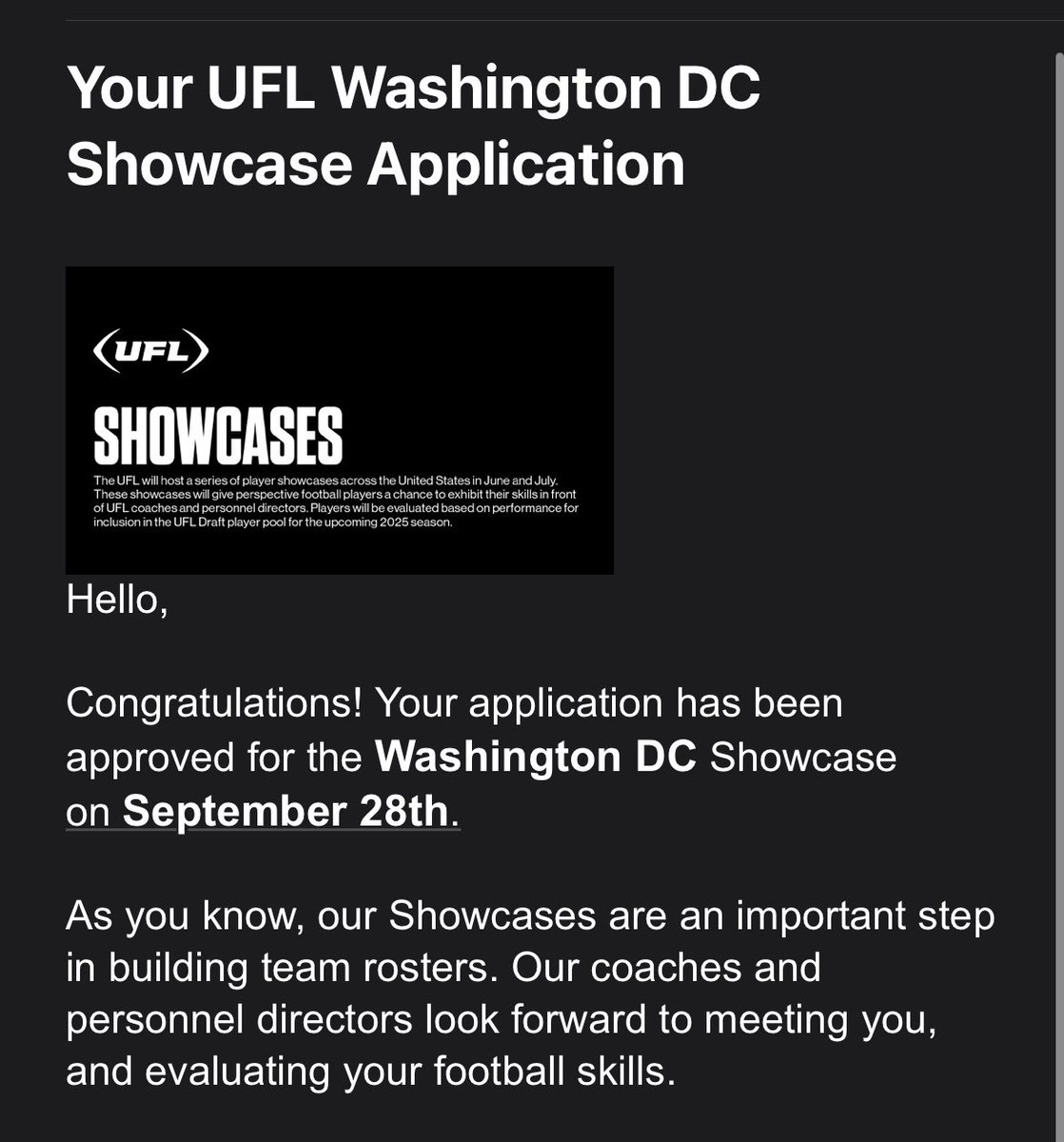 JDrhodes2020's tweet photo. I will be at the UFL showcase in Washington DC! 🙏🏾 @TheUFL @JamesLarsenPFN https://t.co/khAd0Jkmhv