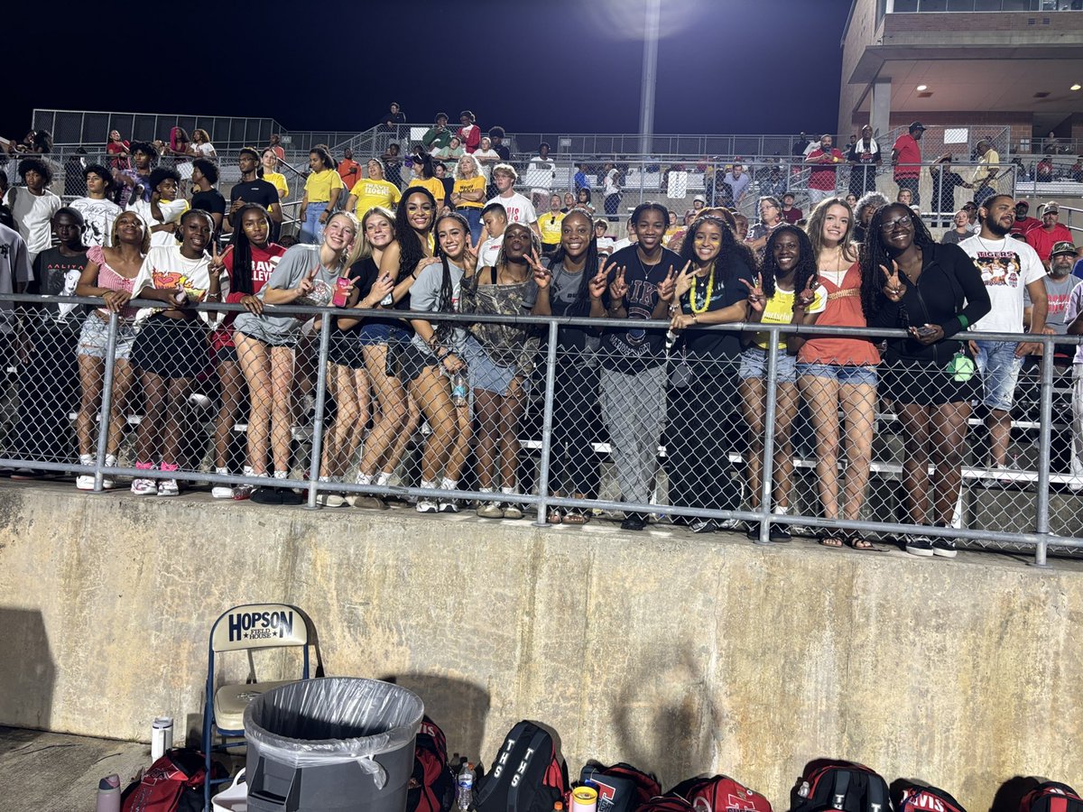 THS_Tigers's tweet image. It’s another W for @TravisTiger_FB last night! Our students came out, wore gold and camo, and cheered our boys to victory. Let’s keep the momentum going into next week! #LeadthePAC #DevelopingLeaders #EarnYourStripes