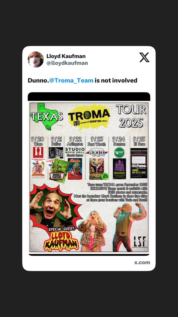 Lloyd Kaufman tweet media