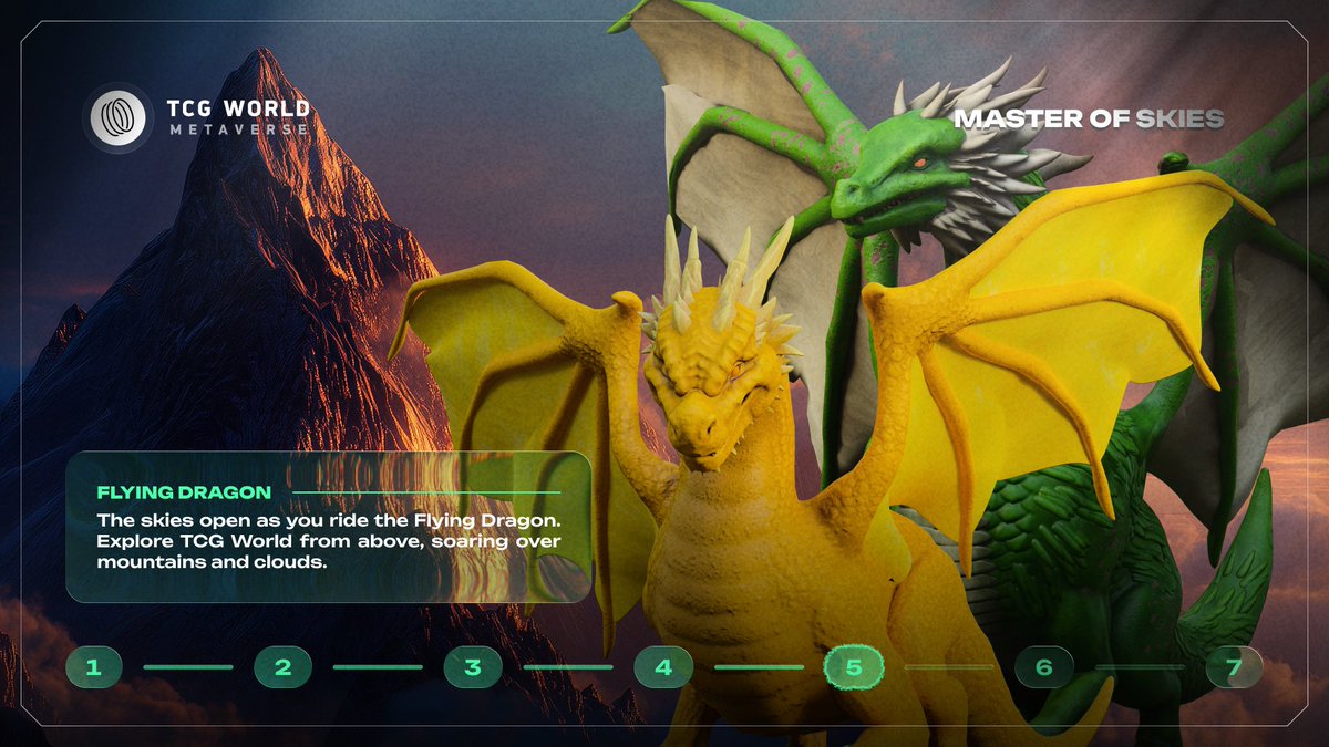 🪽 Tier 4: Flying Dragon Requires 8 DCC NFTs

Freedom. Power. Exploration.

Soar above mountains, oceans, and regions as you explore the world like never before! 

This is the ultimate way to see everything TCG World has to offer.