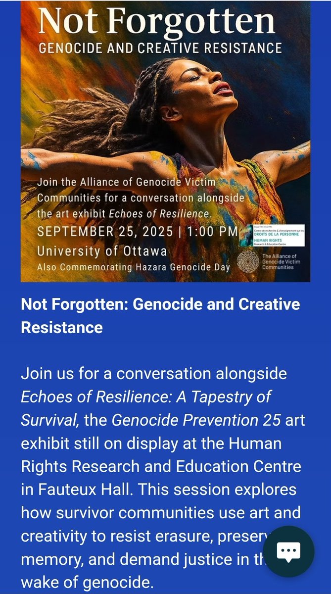 Members of the Alliance of Genocide Victim Communities—including Rohingya, Tamil, Tibetan, Tigrayan, Tutsi, Uyghur &amp; Yazidi—will reflect on global struggles. We will also mark September 25 – National Day of Remembrance for the Hazara Genocide.
Register: 
agvcommunity.org/?utm_source=ch…