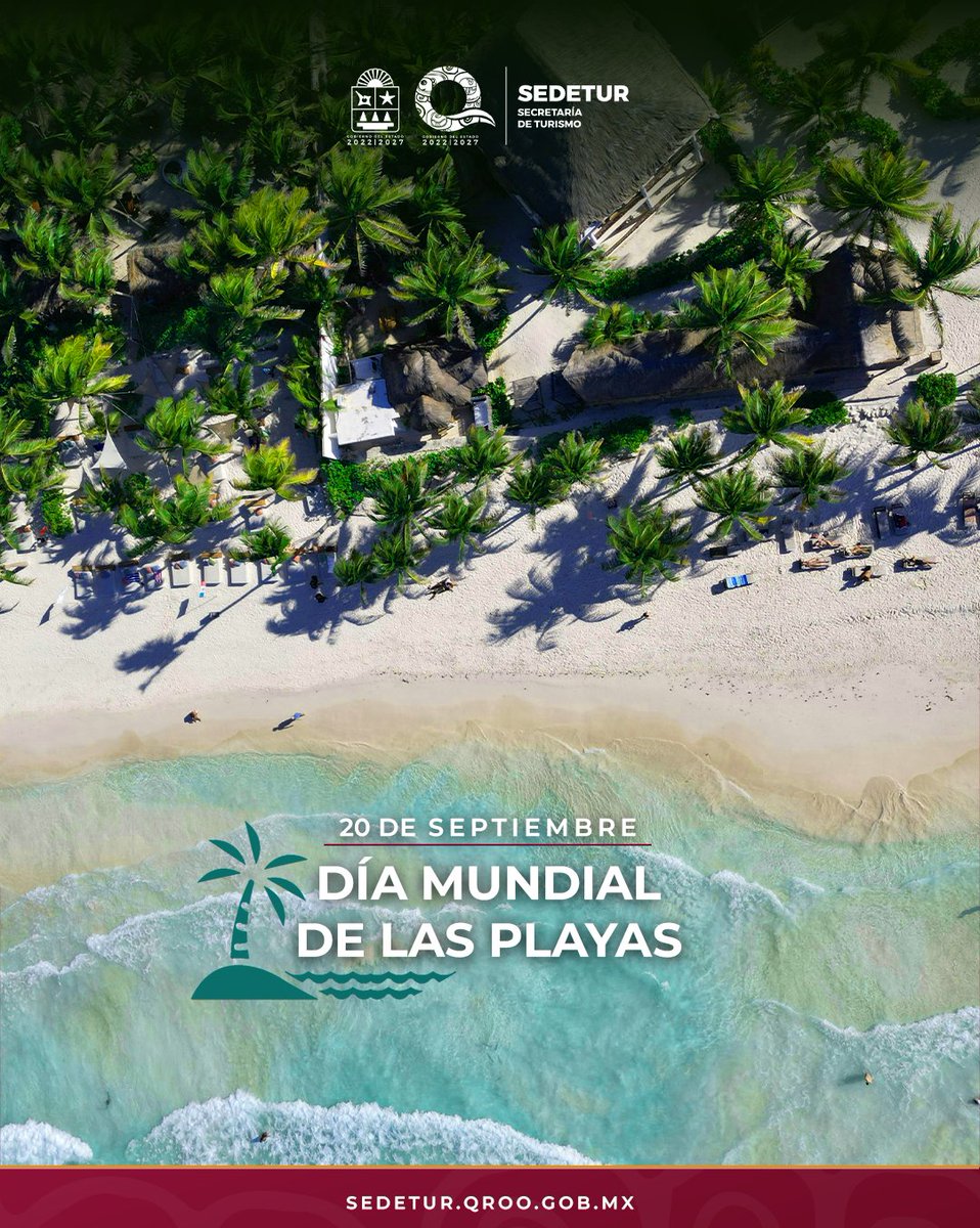 🌊 En el Día Mundial de las Playas celebramos las costas de Quintana Roo, reconocidas por su arena blanca y aguas cristalinas.

Cuidarlas y mantenerlas limpias es tarea de todas y todos, para que sigan siendo un paraíso que disfrutamos. 💚

#DíaMundialDeLasPlayas #CaribeMexicano