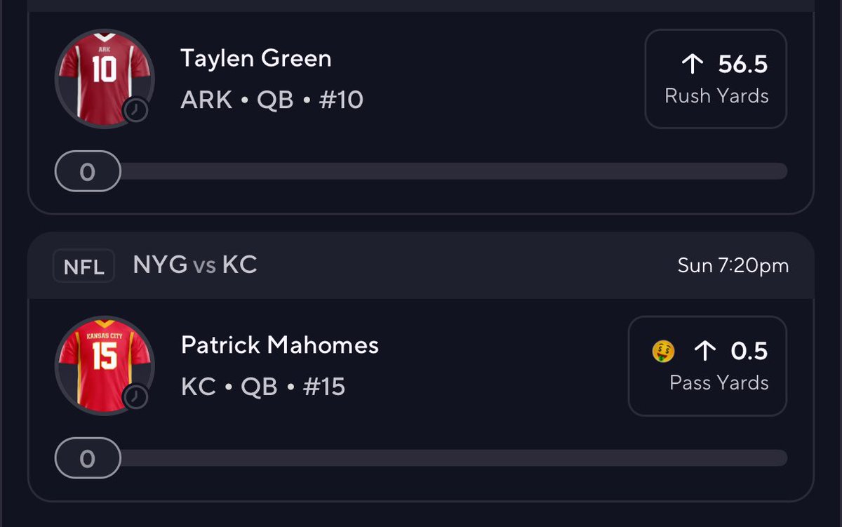 SlimProps's tweet image. Agreed, 60+ rushing yards the 1H wouldn’t surprise me. Statement opportunity for Arkansas v Memphis today.

Another #CFB POTD, paired w Patrick Mahomes 0.5 Free Square on #PrizePicks 

Have a day, Taylen Green Bean 🍀👀