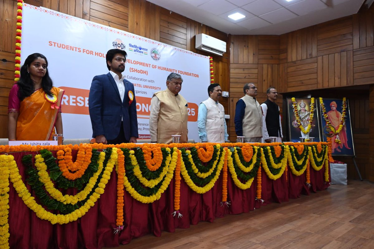 SHoDHBharat's tweet photo. SHoDH &amp; Sardar Patel University inaugurated the Int’l Conf. on Vishwaguru Bharat@2047. Honored by the presence of eminent guests incl. VC Prof. N.P. Patel, Prof. K.C. Poria &amp; others. A step towards envisioning Bharat@2047. #Day1Highlights” https://t.co/UXToBF13ER