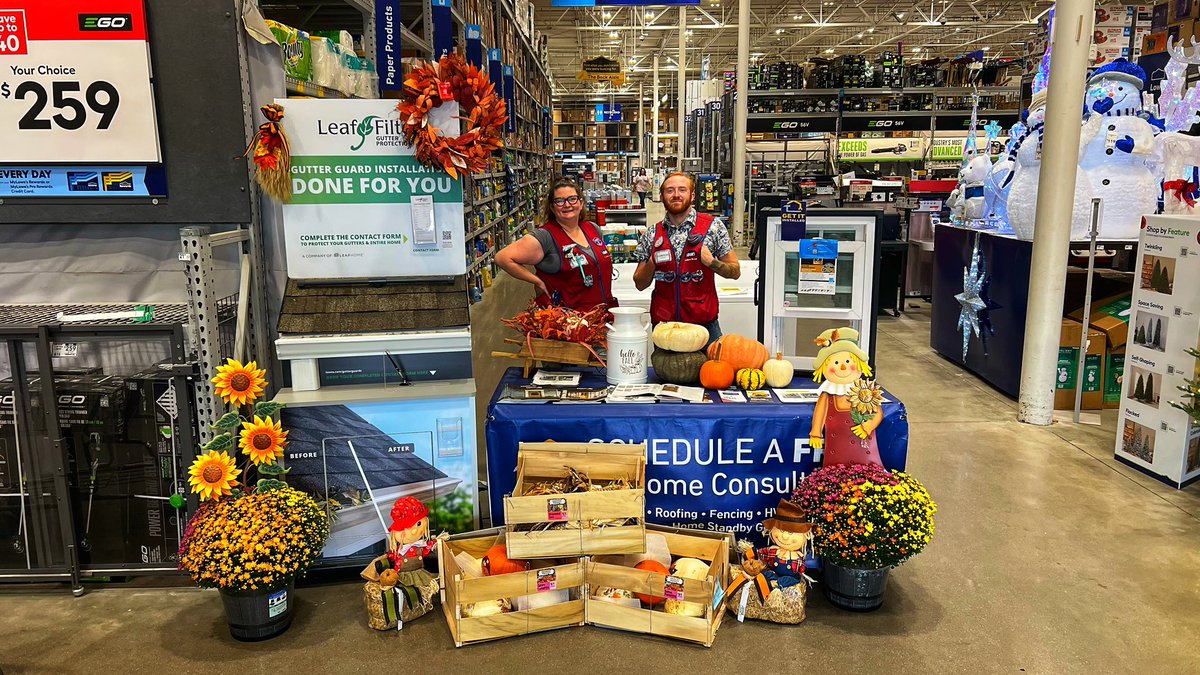 Happy Fall Y’all!!! Swing by your Cross Lanes Lowe’s Store 0616 for all of your installation needs!!! Our newly added partnership with <a href="/LeafFilter/">LeafFilter Gutter Protection</a> has officially taken off, and we cannot wait to help you get these wonderful services completed!!!
<a href="/DebDearing/">Deb Dearing</a> <a href="/_andreadawnw/">Andrea Bryant</a>