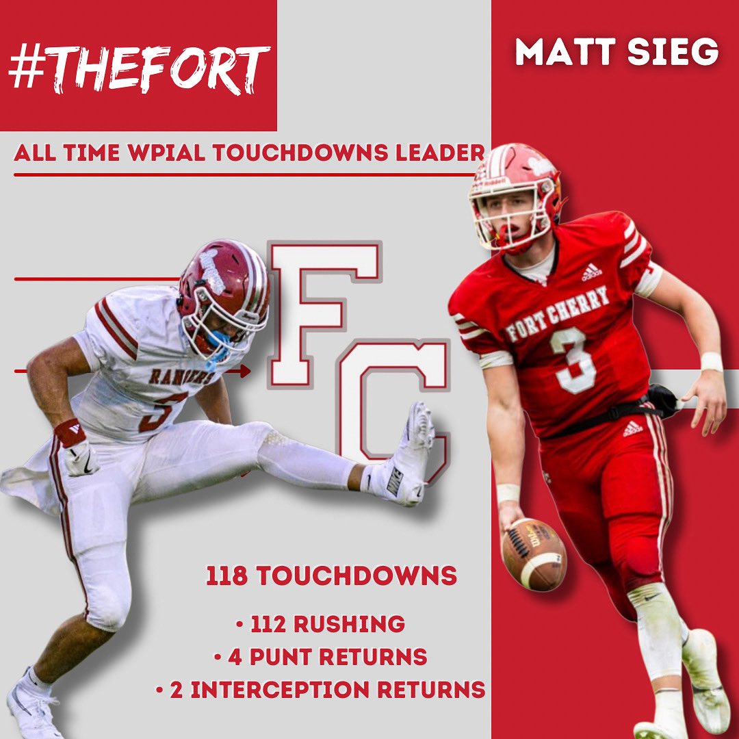 Last night, senior Matt Sieg set a new WPIAL record for touchdowns scored (not including passing) with 118. Join us in congratulating Matt on an amazing accomplishment!