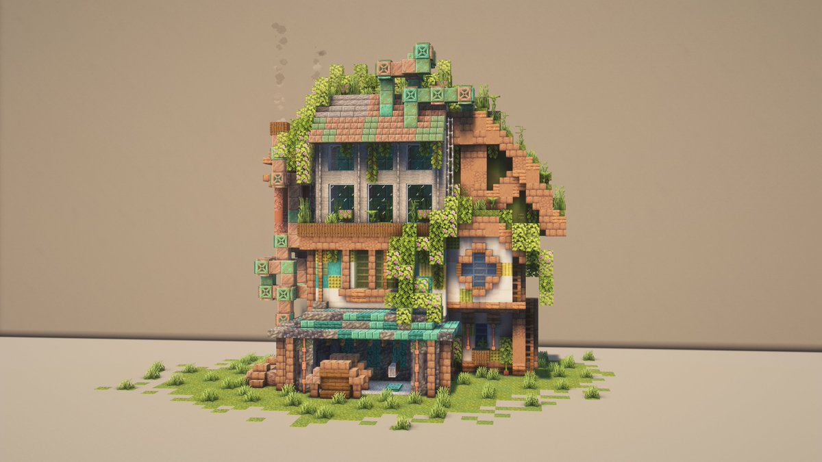 _lukecraig_'s tweet image. my first attempt at a solarpunk minecraft build :D