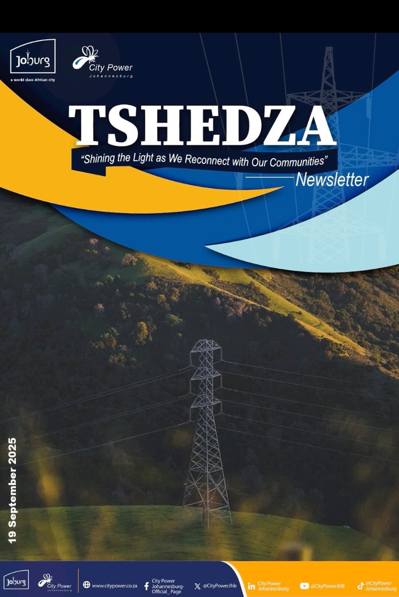 Dear City Power Customers

We are pleased to share the second edition of the Tshedza Newsletter. Tshedza, meaning “light” in Tshivenda, continues to be our platform for keeping you, our valued customers informed about City Power’s initiatives.
Click here for more: