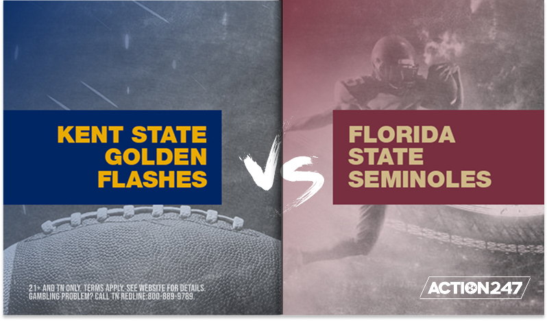 TNAction247's tweet image. It’s Game Day!   Florida State #Seminoles vs. Kent State Golden #Flashes #Prediction 9/20/2025

Seminoles at -44 are the favorites.

Bet 🏈Now ➡️action247.onelink.me/RqSv/naxsn4td

*Odds are subject to change.

#Seminoles #GoldenFlashes #NCAAF