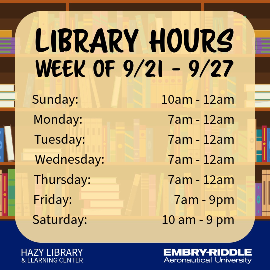 hazylibrary's tweet image. 📅Here are your Hazy Library Hours from September 21 - September 27. Hope to see you here! #HazyLibrary