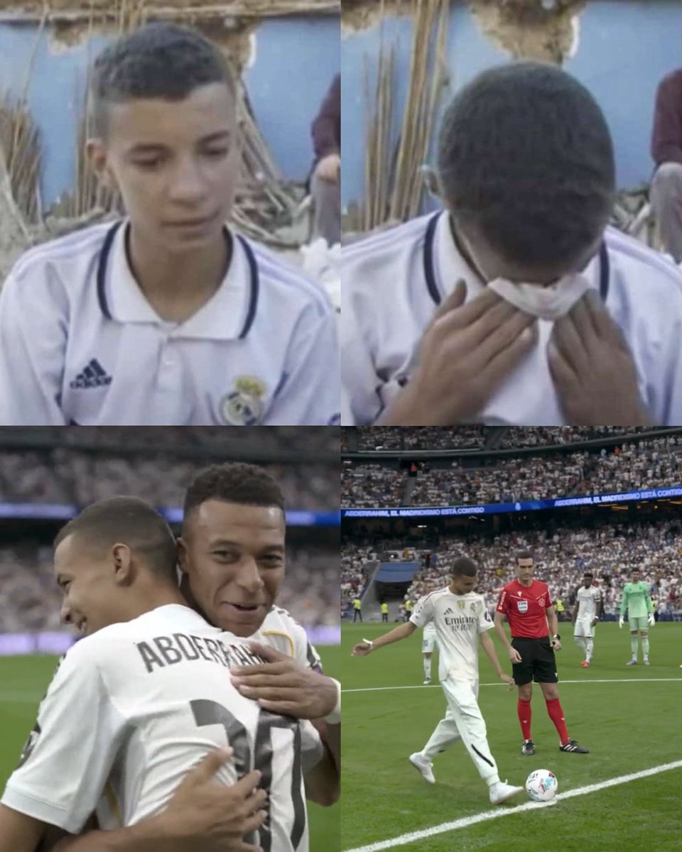 🥺💔 Él es Abderrahim Ouhida, un jovencito hincha del Real Madrid, que perdió a sus padres, a su abuelo y a dos hermanos en un terremoto en Marruecos allá por 2023.

Después de la tragedia, Abderrahim apareció en la TV de su país con la camiseta del Real Madrid llorando