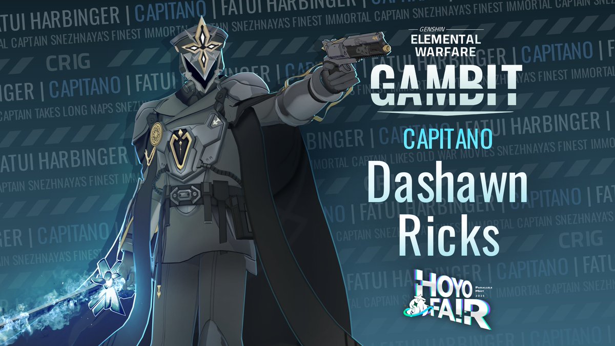 ❄️💙Role Announcement 💙❄️
I can't believe im saying this....but I voice Capitano in the latest Elemental Warfare episode now officially out on YouTube!!! 
Working in these Hoyofair projects is always so fresh and exciting! Thank you from the bottom of my heart <a href="/No_Tables/">No_Tables</a>🥹🥹💜