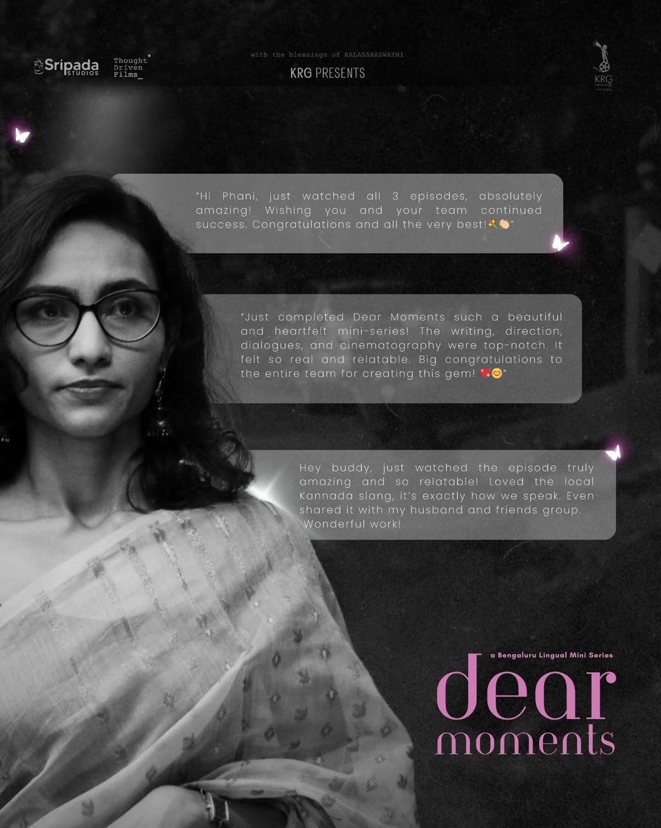 Sripada Studios (@sripadastudios) on Twitter photo Every comment is a heartbeat that keeps #DearMoments alive ❤️
🔗shorturl.at/tnyxi
#DearMomentsMiniSeries streaming now on KRG Connects YouTube Channel.
Presented by: <a href="/KRG_Connects/">KRG Connects</a>
Production:<a href="/SripadaStudios/">Sripada Studios</a> <a href="/ThoughtDrivens/">ThoughtDrivenFilms</a> Every comment is a heartbeat that keeps #DearMoments alive ❤️
🔗shorturl.at/tnyxi
#DearMomentsMiniSeries streaming now on KRG Connects YouTube Channel.
Presented by: <a href="/KRG_Connects/">KRG Connects</a>
Production:<a href="/SripadaStudios/">Sripada Studios</a> <a href="/ThoughtDrivens/">ThoughtDrivenFilms</a>