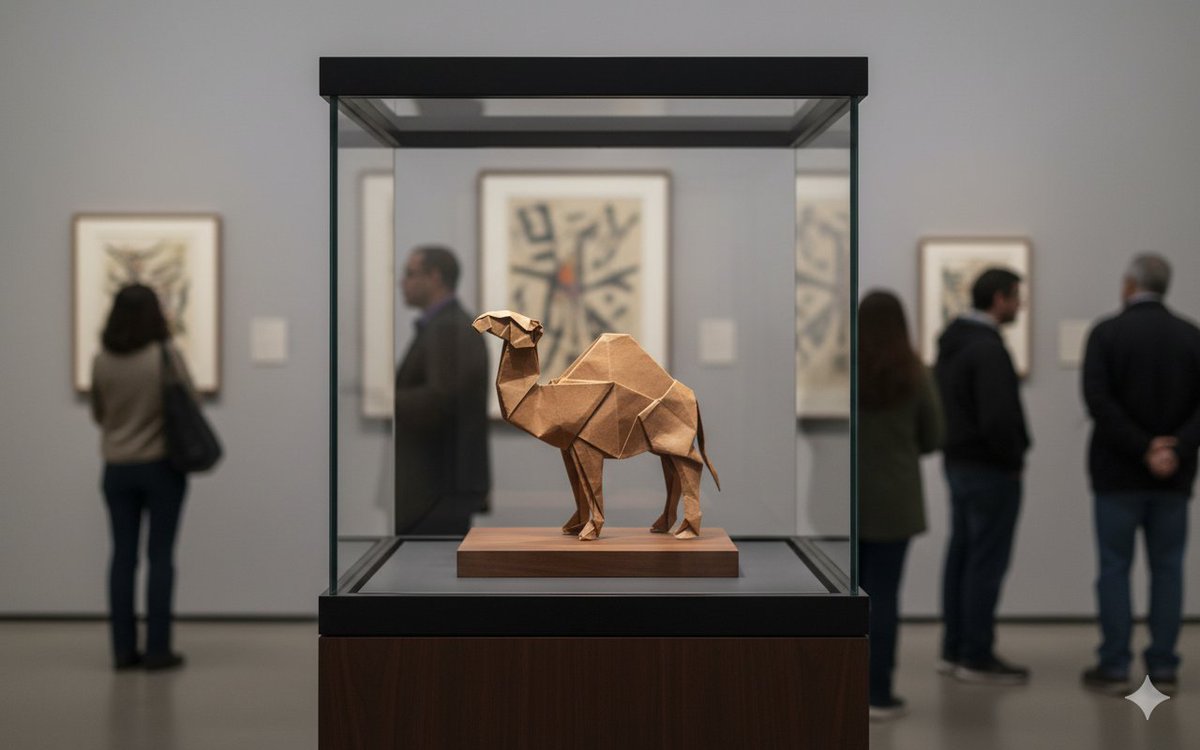 AI sparks debate—but it can also test if a design deserves to be in a museum.
Roman Díaz’s camel isn’t just folded paper: it’s a true work of art, worthy of a museum.

#origami #nicolasterryorigami #romandiaz #origamishop #shadowthai