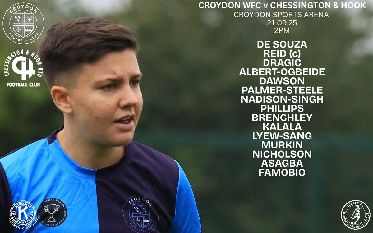 The squad for tomorrow's <a href="/surreyfa/">Surrey FA</a> Prem. Div. match against <a href="/chessyhookwfc/">Chessington & Hook United Ladies</a>

#WeAreCroydon