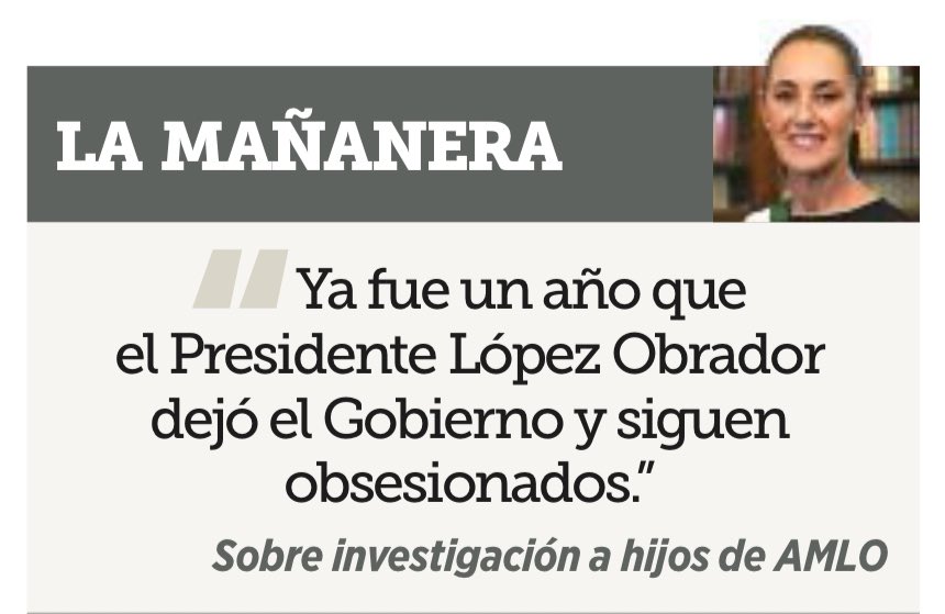 JLozanoA's tweet photo. ⚠️ No, señora. Ese es precisamente el problema. López Obrador no solo no se ha ido. Sigue presente, muy presente. Hasta parece que es su séptimo año de gobierno. En manos de usted está terminar con esta percepción. Es cuanto. 

#MORENAesCORRUPCION 

@Reforma https://t.co/dkLrCDbI8T
