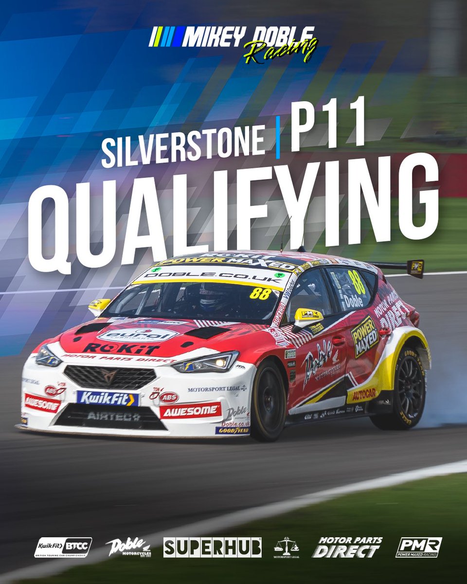 MikeyDoble's tweet image. We manage to grab a P11 at Qualifying 🏁

@BTCC @DobleHonda @UKPMR @LegalMotorsport 

#88ARMY #DobleMotorcycles #PMR #DoblesDoughballs #BTCC #Motorsport #MotorPartsDirect #Superhub #MotorsportLegal