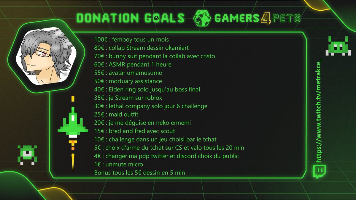 Metrakce_vtuber's tweet photo. voici les goal durant la G4P 2025 #Gamer4Pets https://t.co/TlaWX56WWm