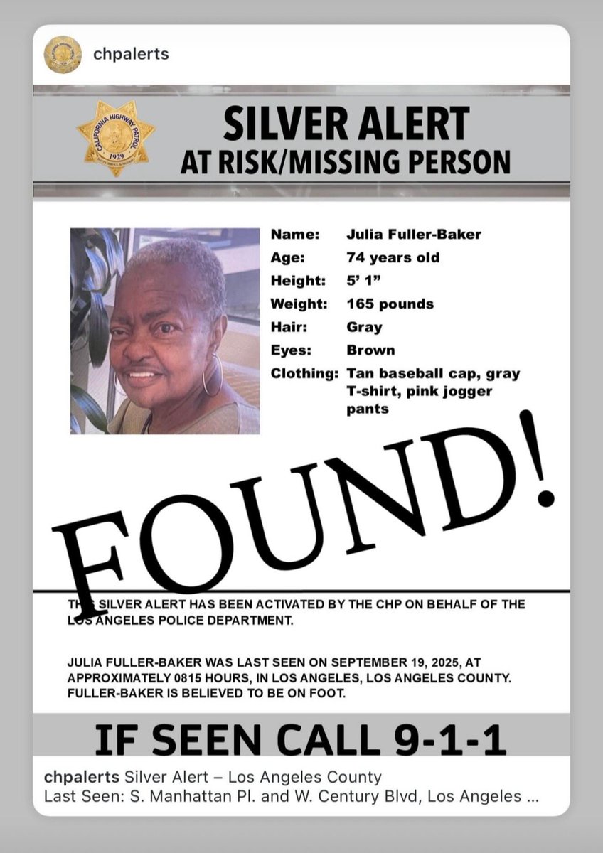 She has been found. Thank you sharing.