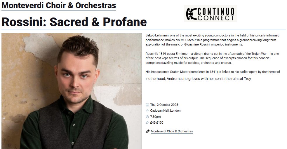 MozartCircleCN's tweet photo. #NewConcertMc
2 October 2025 @cadoganhall
Great @mco_london #JakobLehmann present:
#Rossini Sacred & Profane with his masterpieces
Stabat Mater 1841 & the new daring revolutionary Ermione 1819!
#Londoners #music #concert @opera
#continuoconnect
https://t.co/G7AIRgir1r https://t.co/scWqG3wkAw