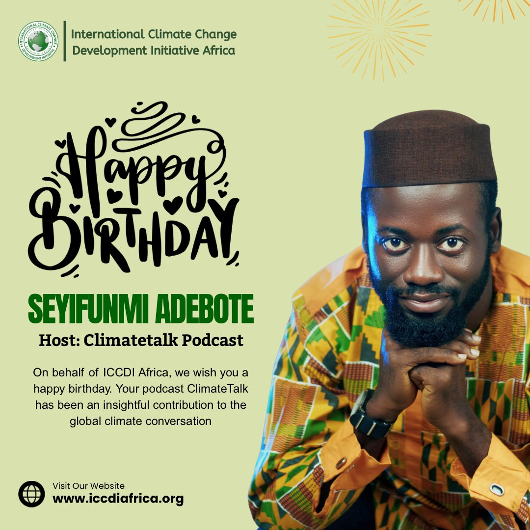 🎉 Happy Birthday to <a href="/adebotes/">'ṣèyífúnmi Adébọ̀tẹ̀</a>.

Host of the <a href="/ClimateTalkPodd/">The Climate Talk Podcast</a>! 🌍✨

Keep inspiring change and amplifying climate voices.

#HappyBirthday #ClimateAction #ClimateVoices