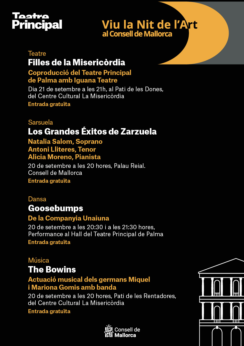 teatreprincipal's tweet image. Això és #avui! En acabar la funció de #dansa de #Loneliness, ens sumam a la #NitdelArt de Palma 🌖