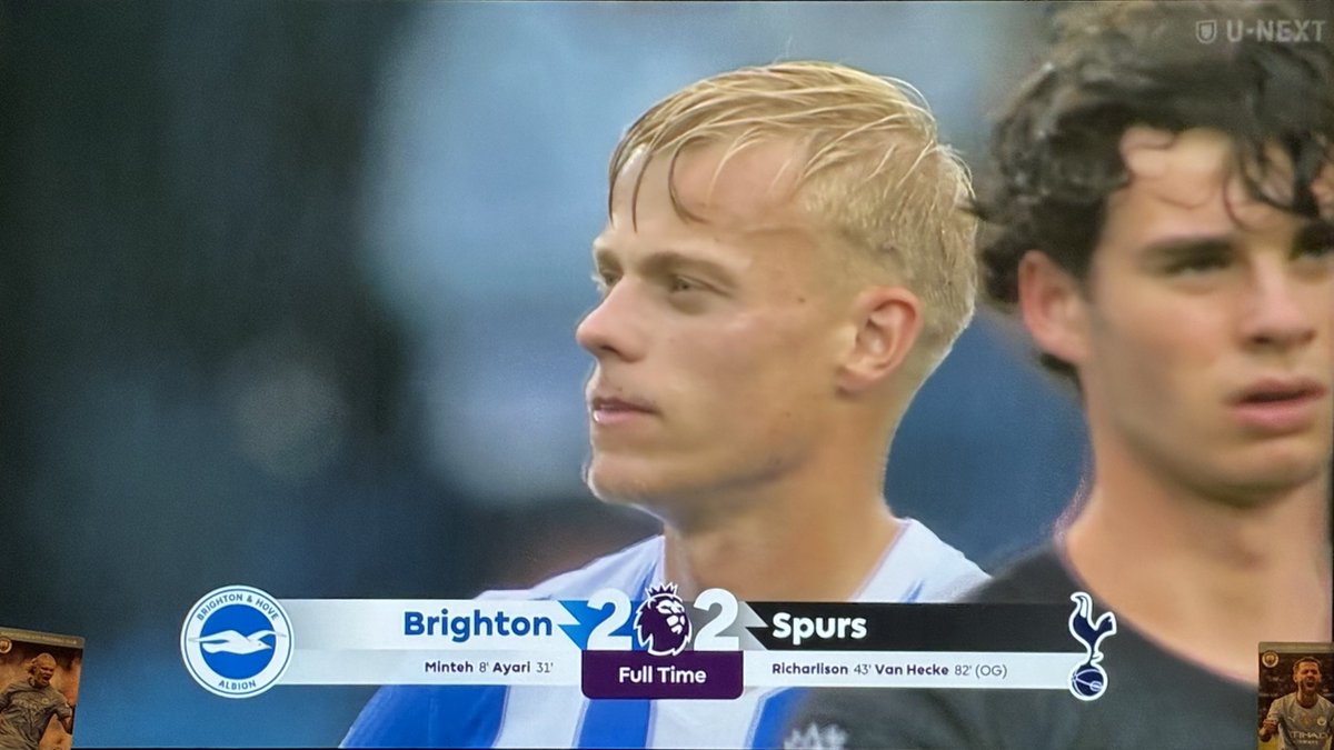 【25-26プレミアリーグ】第5節
ブライトン 2-2 トッテナム

すごい苦しい試合だった…😖 2点差を守り切るって難しいなぁと思う今日この頃🫠
三笘さん調子悪そうだったなぁ…大丈夫かな…