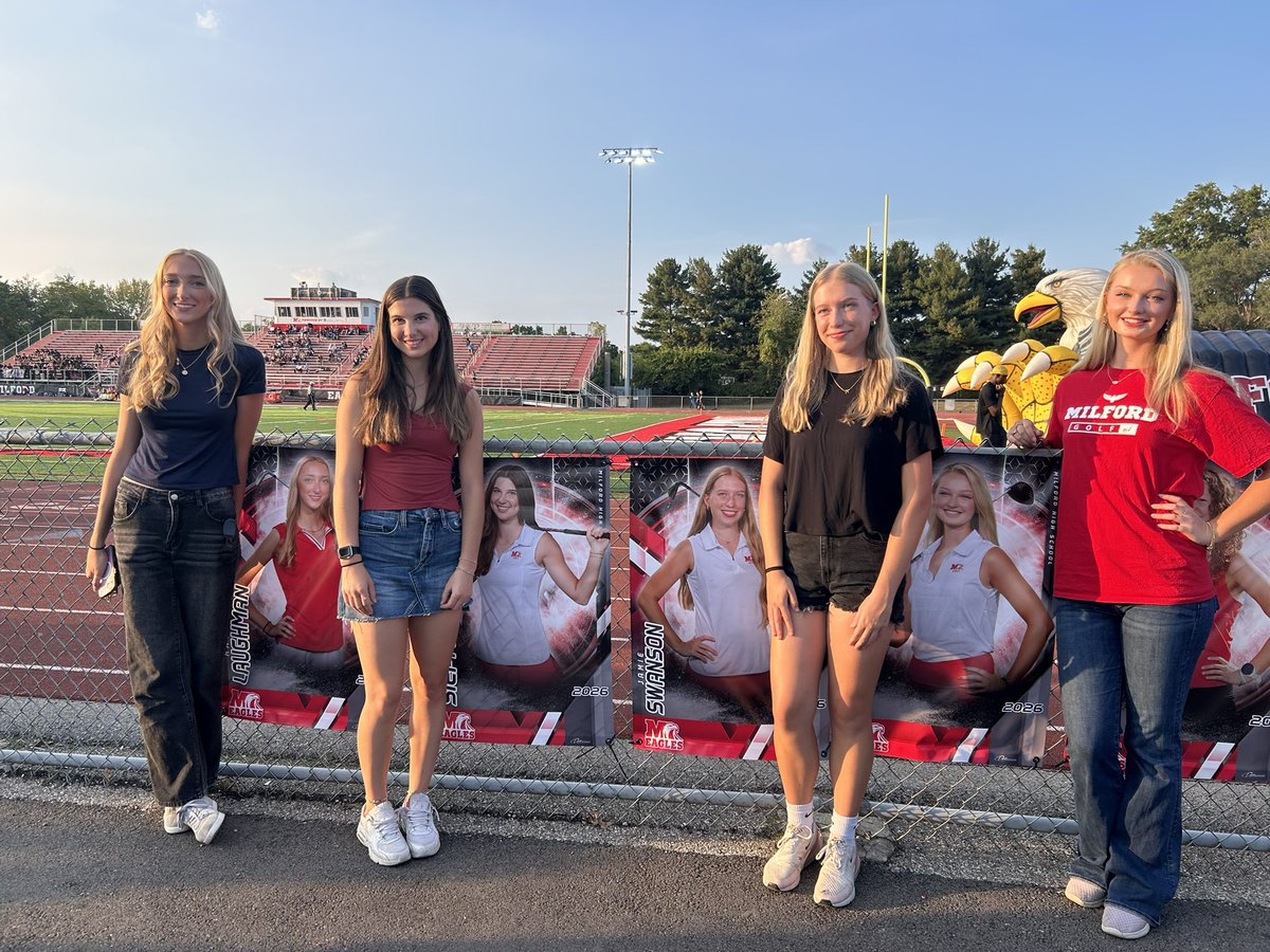 Senior Recognition Night at last night’s home football game recognizing our 4 incredible seniors! A great night put on by <a href="/Milford_Eagles/">Milford Athletics</a> ❤️🤍🖤 #classof2026 #MilfordGolf
