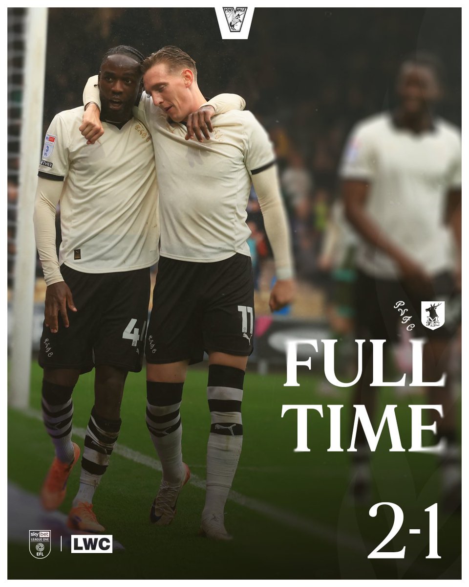 OfficialPVFC's tweet photo. FULL TIME

A great day to be called Vale 😏

#PVFCLive | 2-1 https://t.co/wYQihtx65S