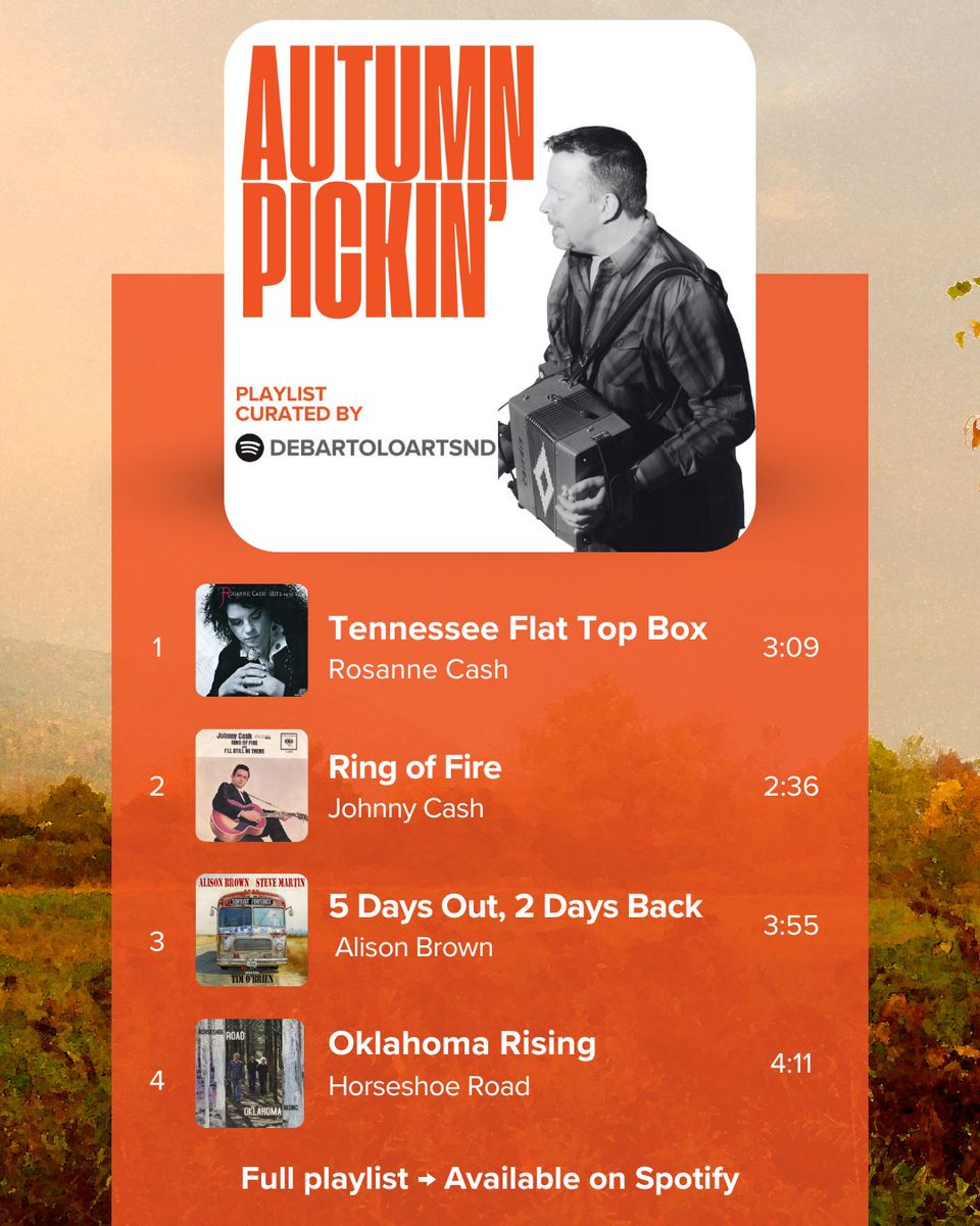 Set the mood with "Autumn Pickin'," our fall-ready mix of country, folk, and more—perfect for sweater weather walks around the campus. ✨

Now on Spotify: ow.ly/FEC750WqOSv