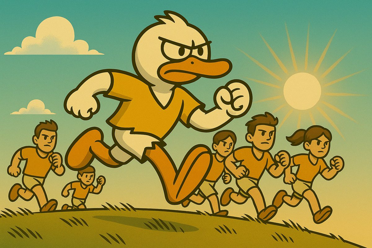 Discuss MCAPs.
Analyze green and red bars.
Talk about CEXs.
This duck?
+200 new runners in one week.
About to smash 5,000.
We are not the same.
We GUGO.