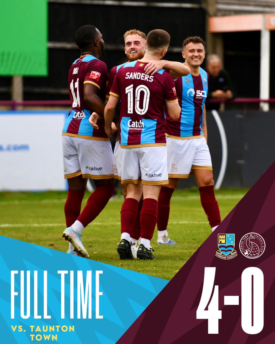 Farnham Town FC (C) (@farnhamtownfc) on Twitter photo β±οΈ FT | <a href="/FarnhamTownFC/">Farnham Town FC</a> 4-0 <a href="/TauntonTownFC/">Taunton Town FC</a>
Farnham continue their unbeaten start to Step 3 with a convincing victory over Taunton Town.
The damage was done in an emphatic first half with goals from <a href="/OgoObi9/">Ogo Obi</a> and a brace from <a href="/bobbyjoetaylor/">Bobby-Joe Taylor</a>
A professional job in the second β±οΈ FT | <a href="/FarnhamTownFC/">Farnham Town FC</a> 4-0 <a href="/TauntonTownFC/">Taunton Town FC</a>
Farnham continue their unbeaten start to Step 3 with a convincing victory over Taunton Town.
The damage was done in an emphatic first half with goals from <a href="/OgoObi9/">Ogo Obi</a> and a brace from <a href="/bobbyjoetaylor/">Bobby-Joe Taylor</a>
A professional job in the second