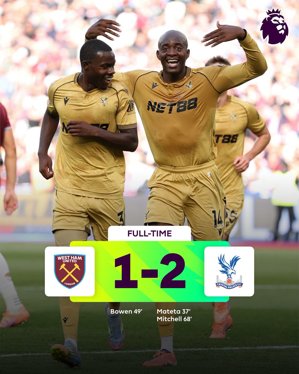 🚨| West Ham 1 — 2 Crystal Palace

• Bowen ⚽
• Diouf 🅰️

• Mateta ⚽
• Mitchell ⚽
• Guehi 🅰️
• Wharton 🅰️

— Bonus
• Bowen 3️⃣
• Guehi, Wharton 2️⃣

— DEFCON 2 Points
• Mavropanos, Richards, Guehi

#FPL | #FPLCommunity | #WHUCRY