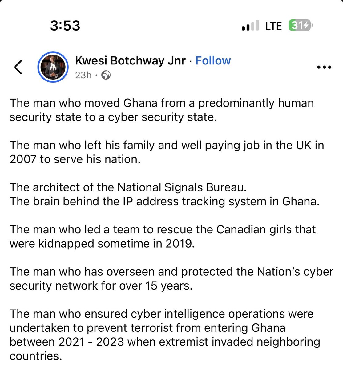 _GhChronicles's tweet image. This is what Kwesi Botchwey Jnr has to say about the former National Signals Bureau boss.