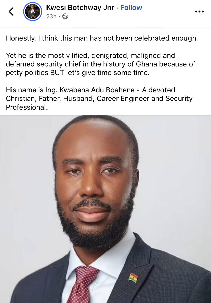 _GhChronicles's tweet image. This is what Kwesi Botchwey Jnr has to say about the former National Signals Bureau boss.