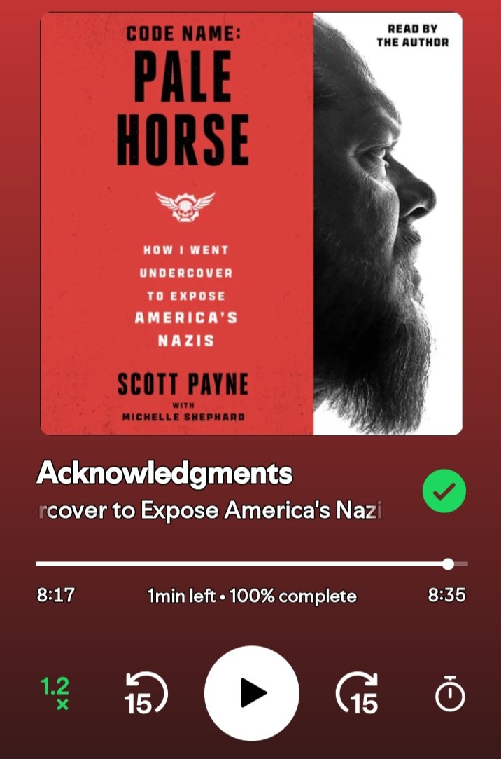 Nostalgiarules1's tweet photo. I just finished this audio book on Spotify. @Scott_D_Payne Thank you for your service to this country, and I really enjoyed your book! There's some very scary people out there, and I'm glad they are getting served justice! #ScottPayne #Palehorse #Spotify https://t.co/qmcKq9CBnT