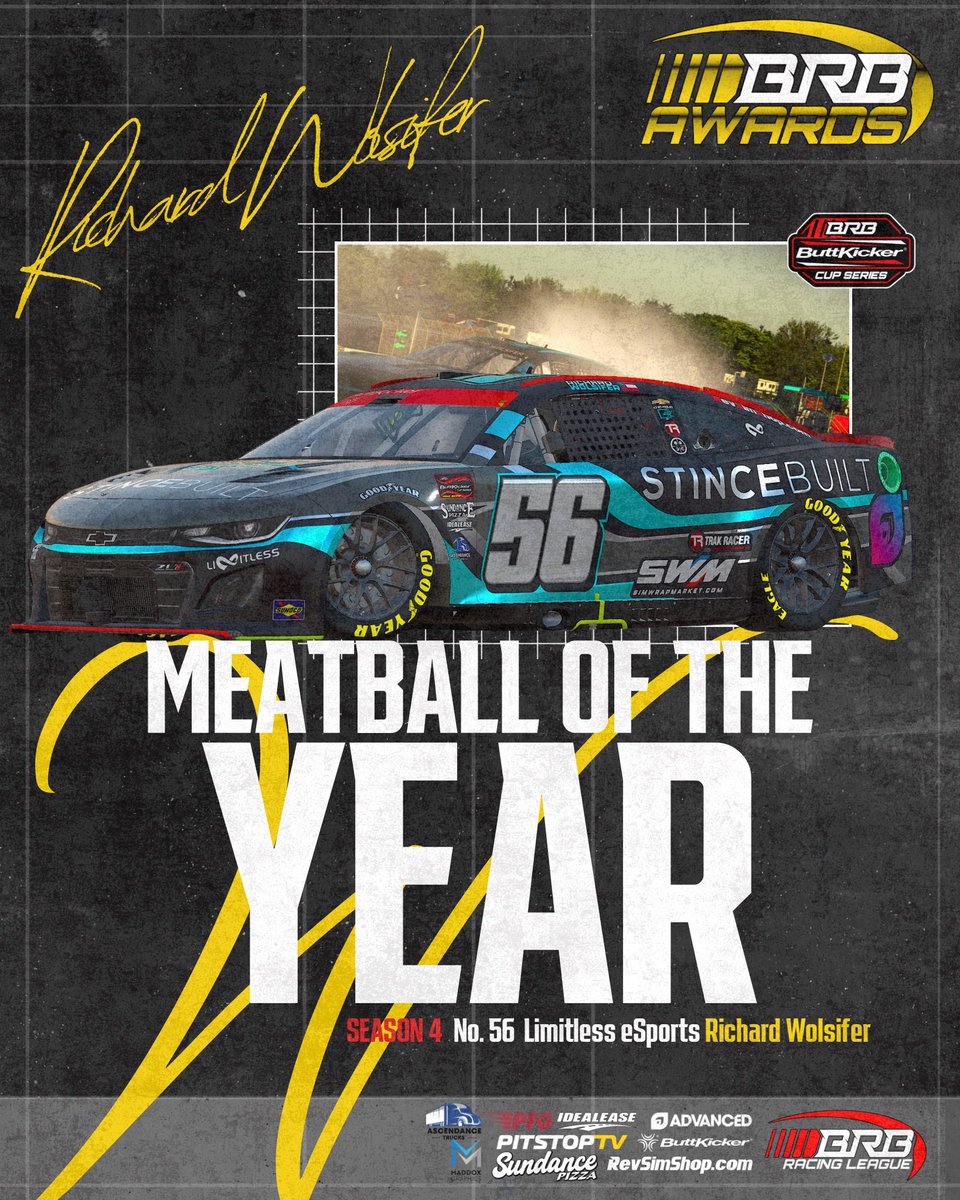 MEATBALL AWARD 🛠️😂 <a href="/wolfxlive/">Wolf X Live 🐺</a>  and the No. 56 Limitless eSports Chevy take home Meatball of the Yearfor Season 4! 🍝🚗 #BRBAwards #iRacing #MeatballOfTheYear