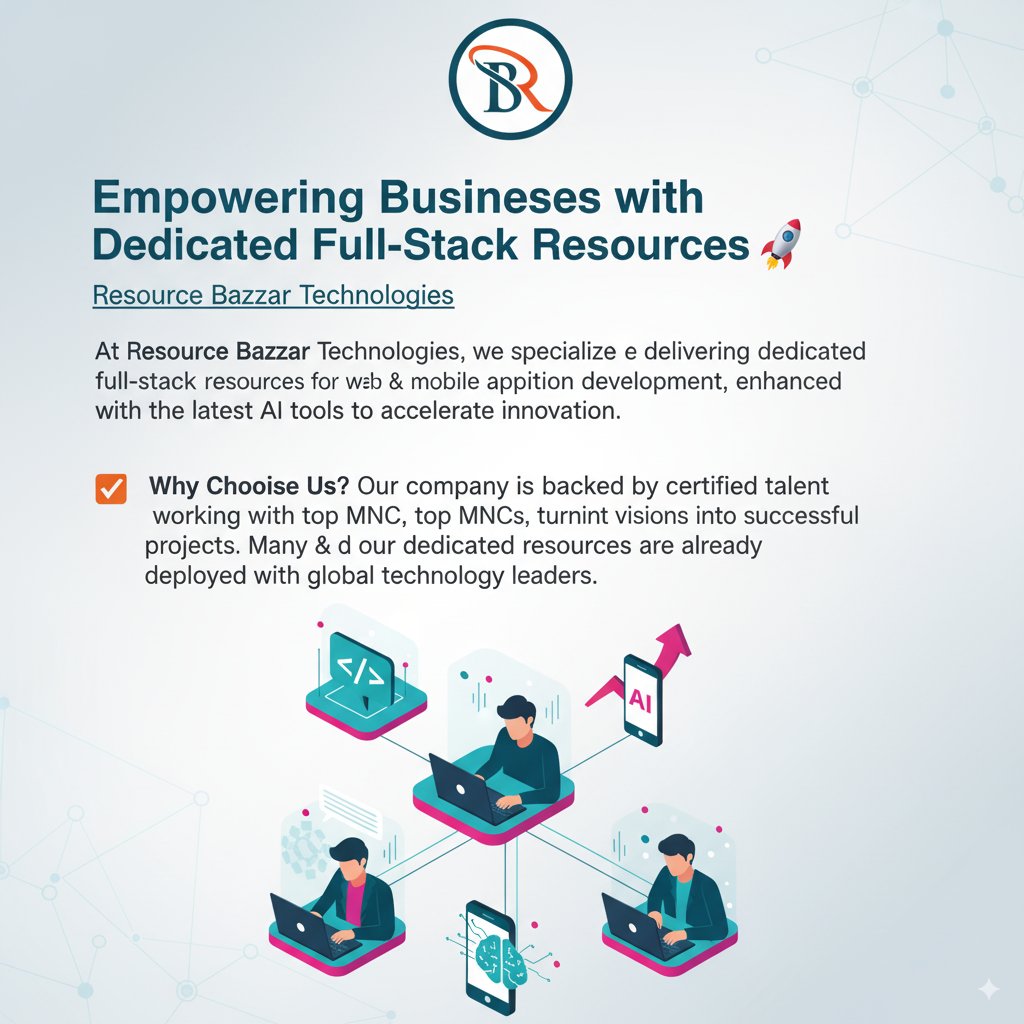 resourcebazaar's tweet image. 🚀 Empowering Businesses with Dedicated Full-Stack Resources 🚀

🌐 resourcebazaar.com
📧 info@resourcebazaar.com
📞 +91 8318008799

#HireDedicatedDevelopers #FullStackDevelopment #AITools #WebDevelopment #MobileAppDevelopment #StaffAugmentation #ResourceBazaar