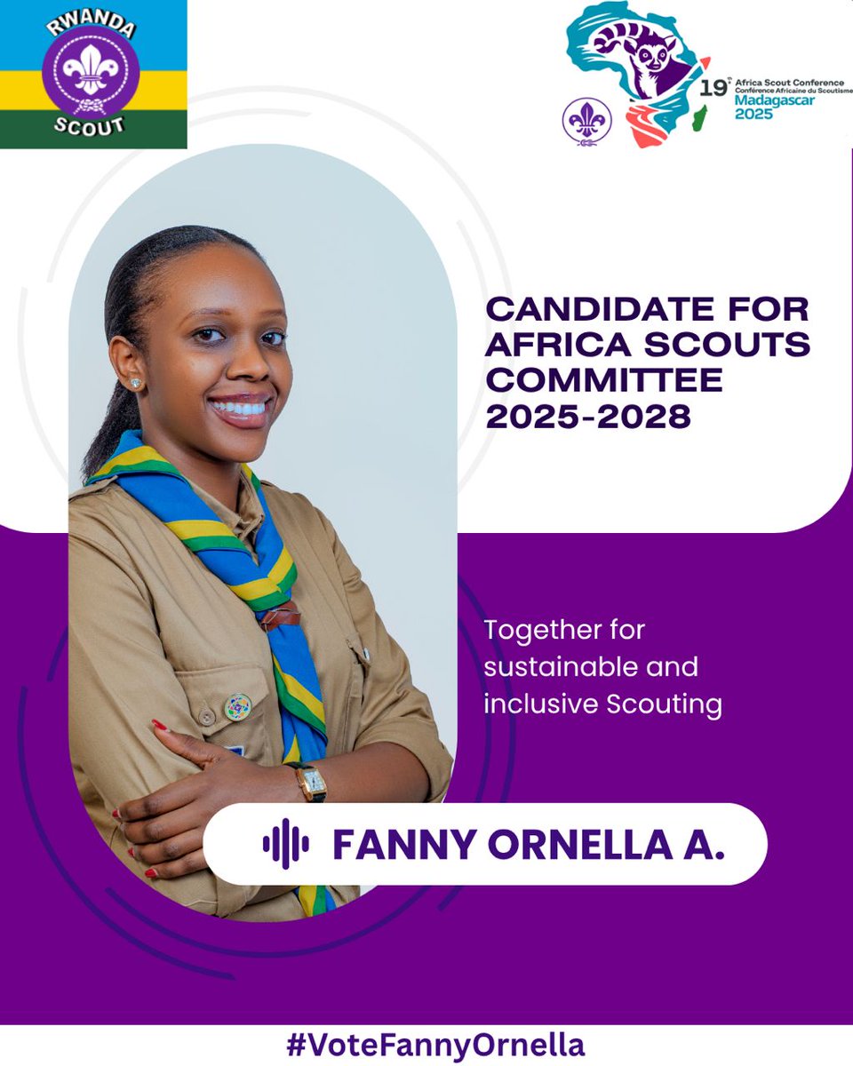 MajestieScoutsR's tweet photo. Our heartfelt congratulations to our Sister @Agahozo4!!! Making it to the Africa Scout Committee is a well-earned milestone, and #TheSisterHood is so proud to see your leadership shine for Scouting in Africa!
#WomenInScouting
#LeadershipFeminin
#RwandaToTheWorld https://t.co/kUzbgRgBXC