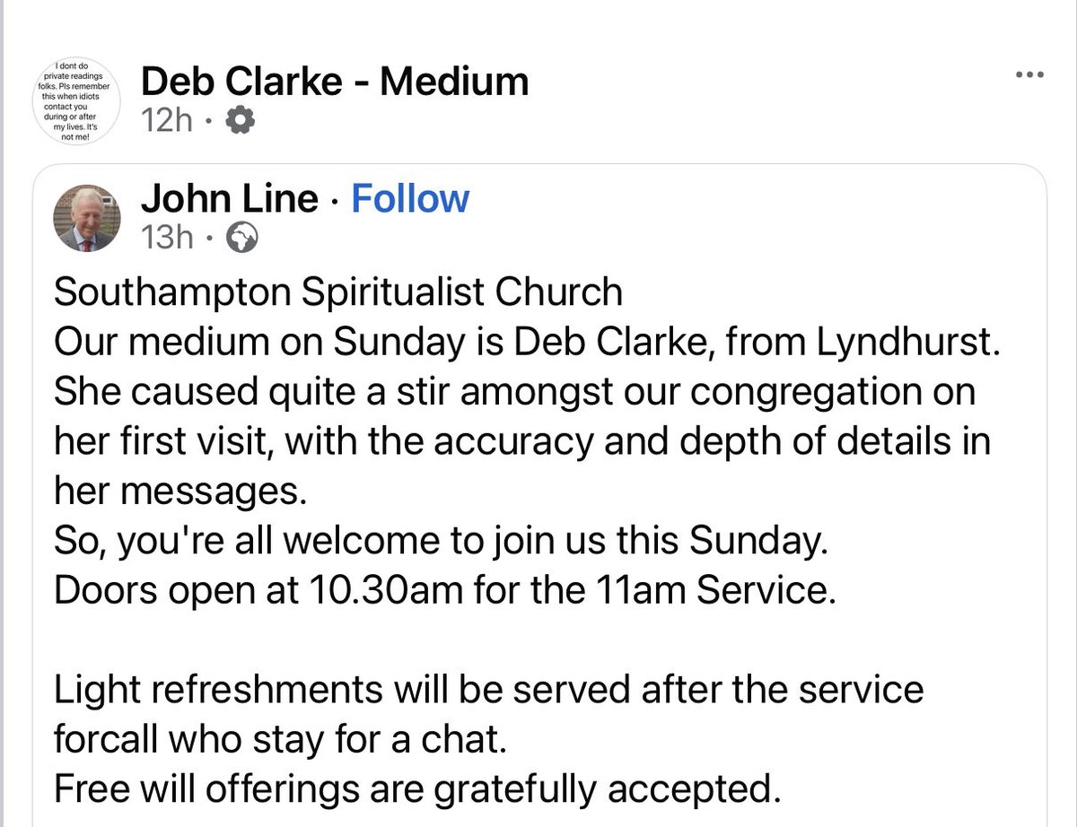 mediumDebClarke's tweet image. Southampton spiritualist church, tomorrow at 11am.